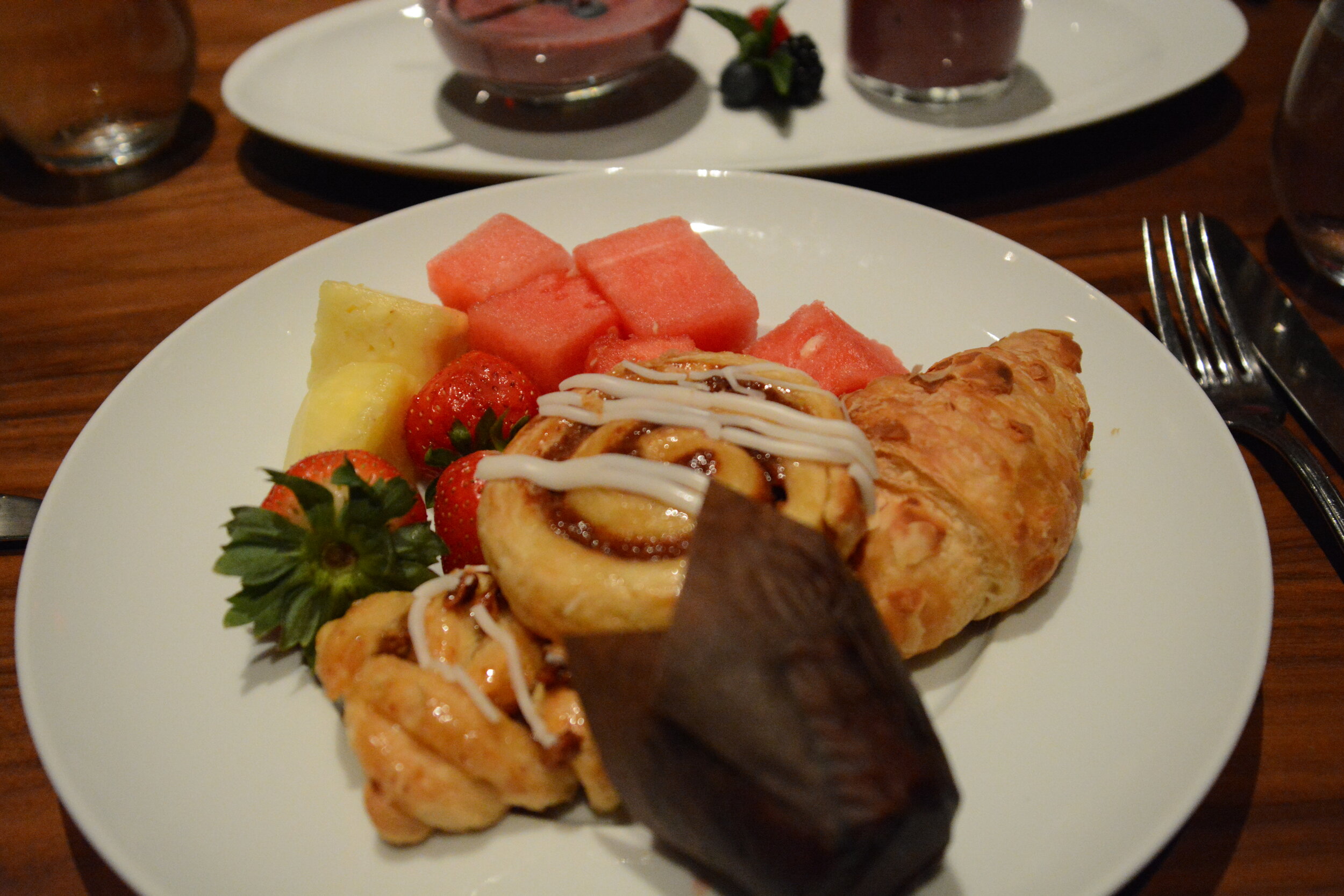 Breakfast spread at the restaurant of the Fairmont Downtown.