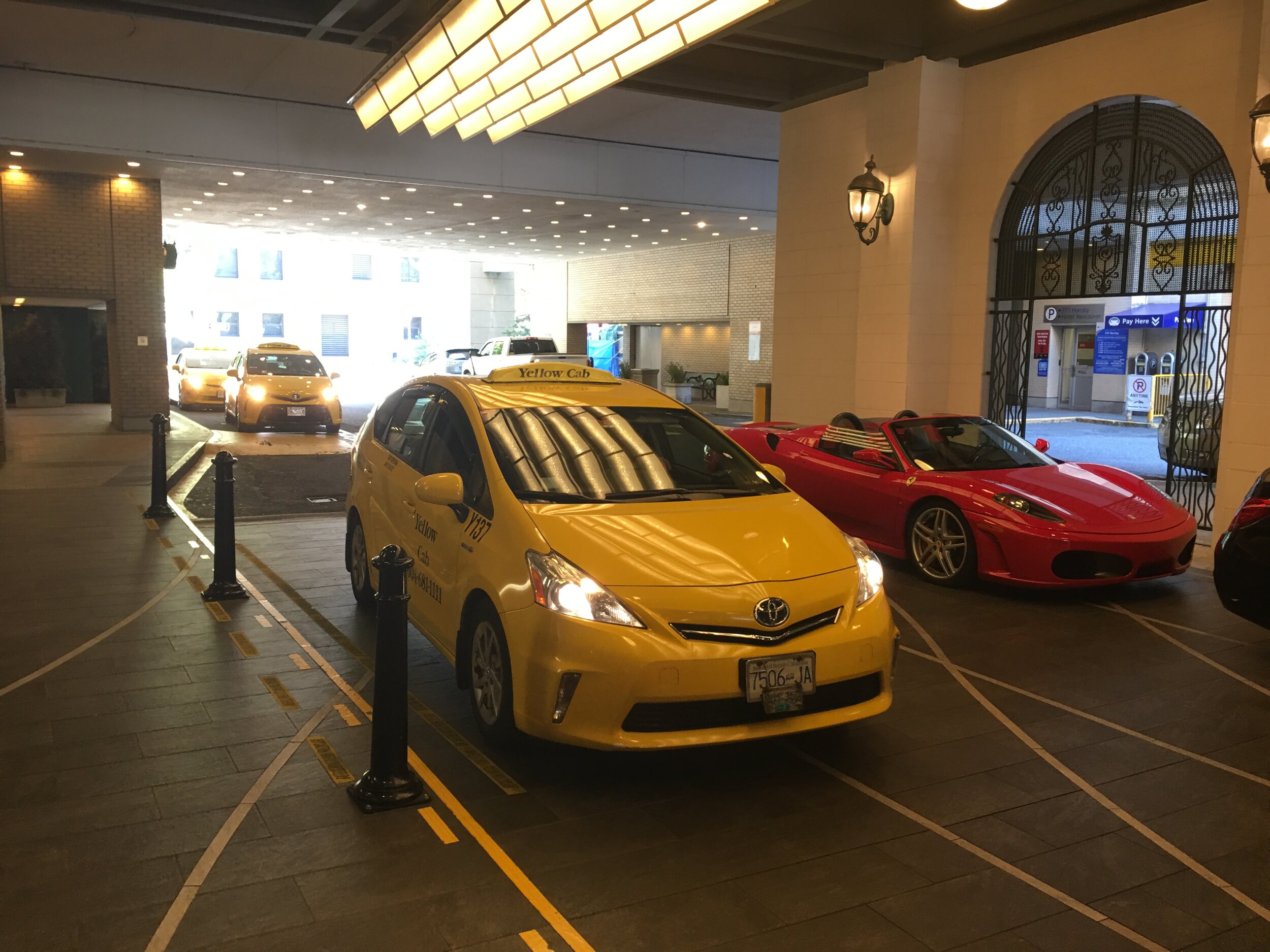 Arriving at the Fairmont Downtown.