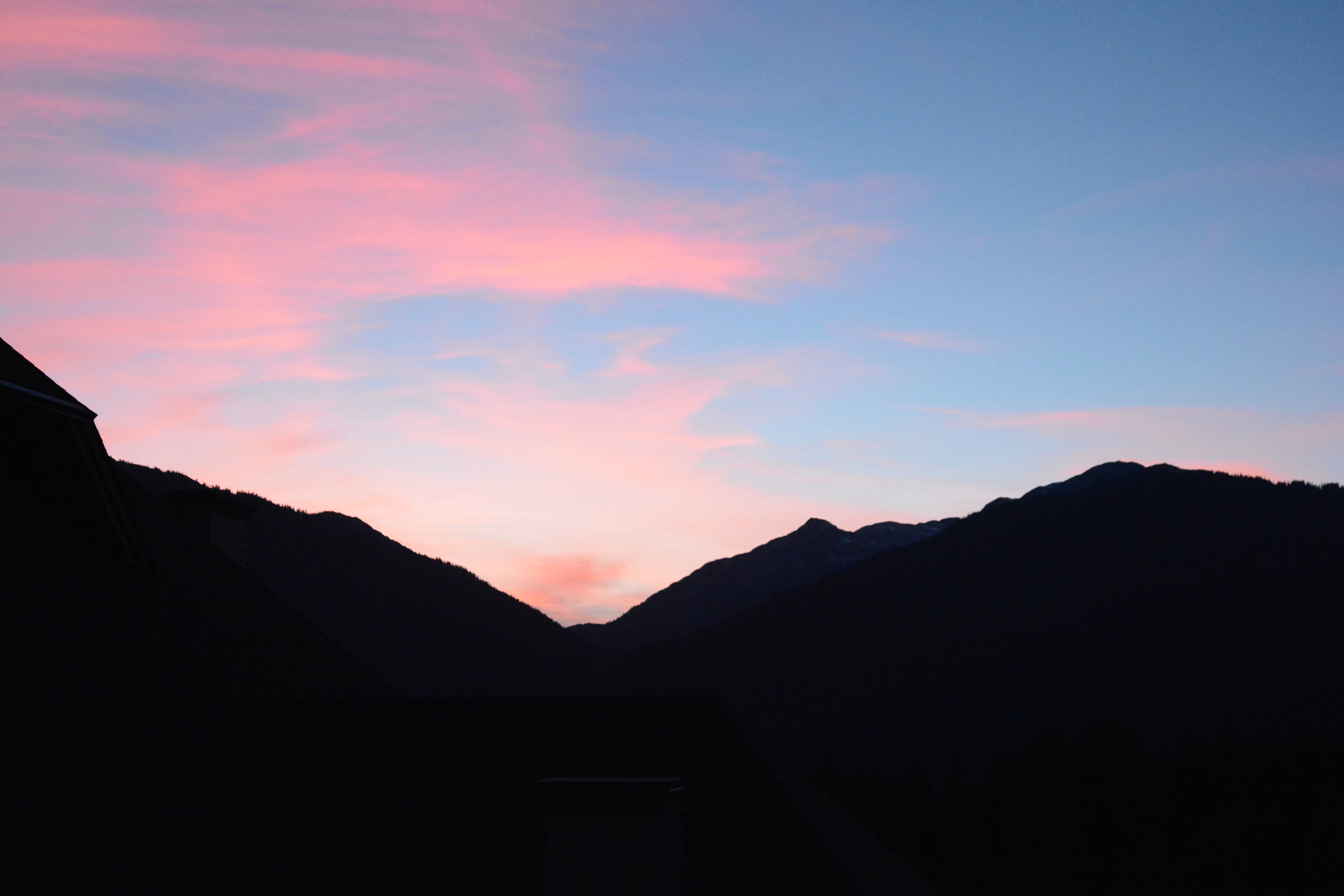 Stunning sunset from the balcony of our room.